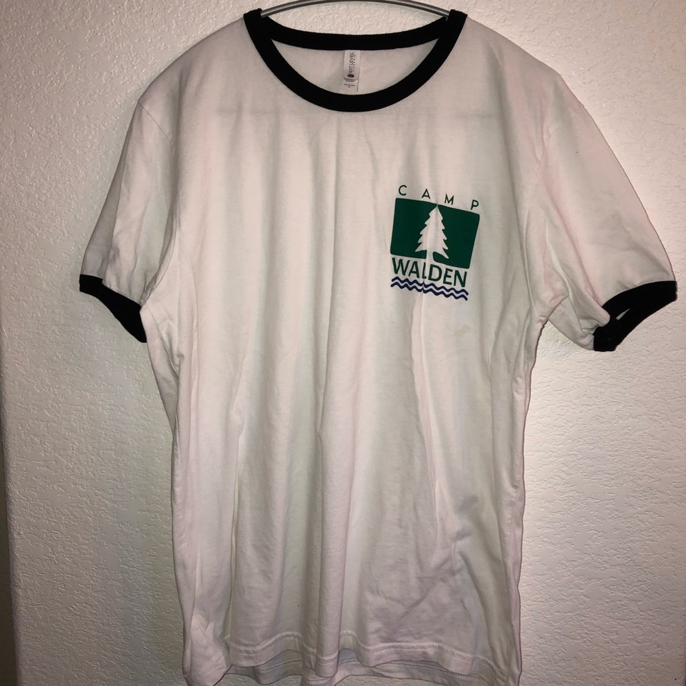 Pre-Owned Camp Walden from the Parent Trap - White Ringer T-Shirt L (Some Stains